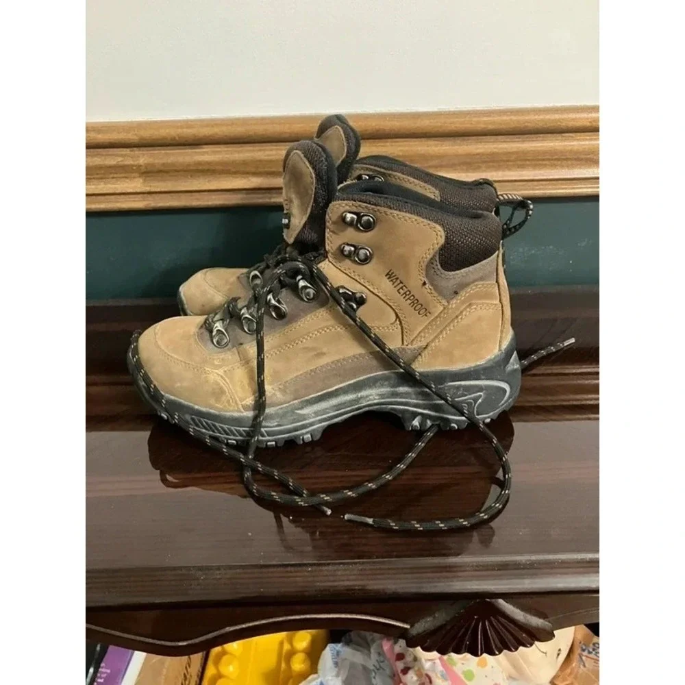 Cherokee Dry Step Waterproof Size 7 Brown Leather Lace Up Men's Hiking Boots